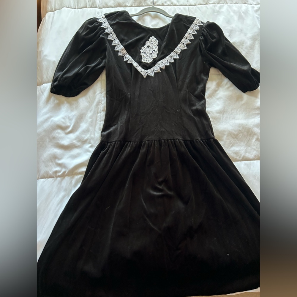 Vintage Just Maggie Velvet Lace Holiday Dress Black - Picture 11 of 11